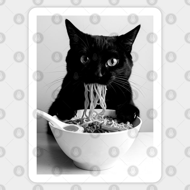 Cat and Ramen-2 Sticker by Megadorim